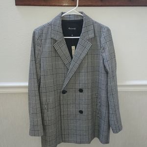 Madewell Medium Gray Plaid Blazer NWT